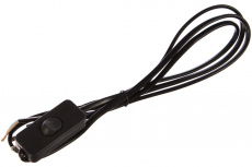 Cетевой кабель с плоской вилкой, выключатель,без земли, 1.5 м., черный